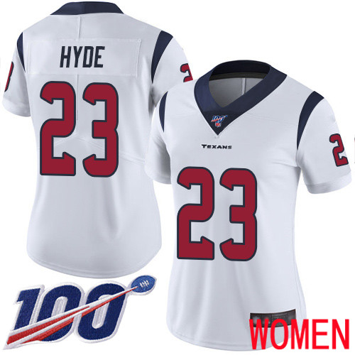 Houston Texans Limited White Women Carlos Hyde Road Jersey NFL Football #23 100th Season Vapor Untouchable